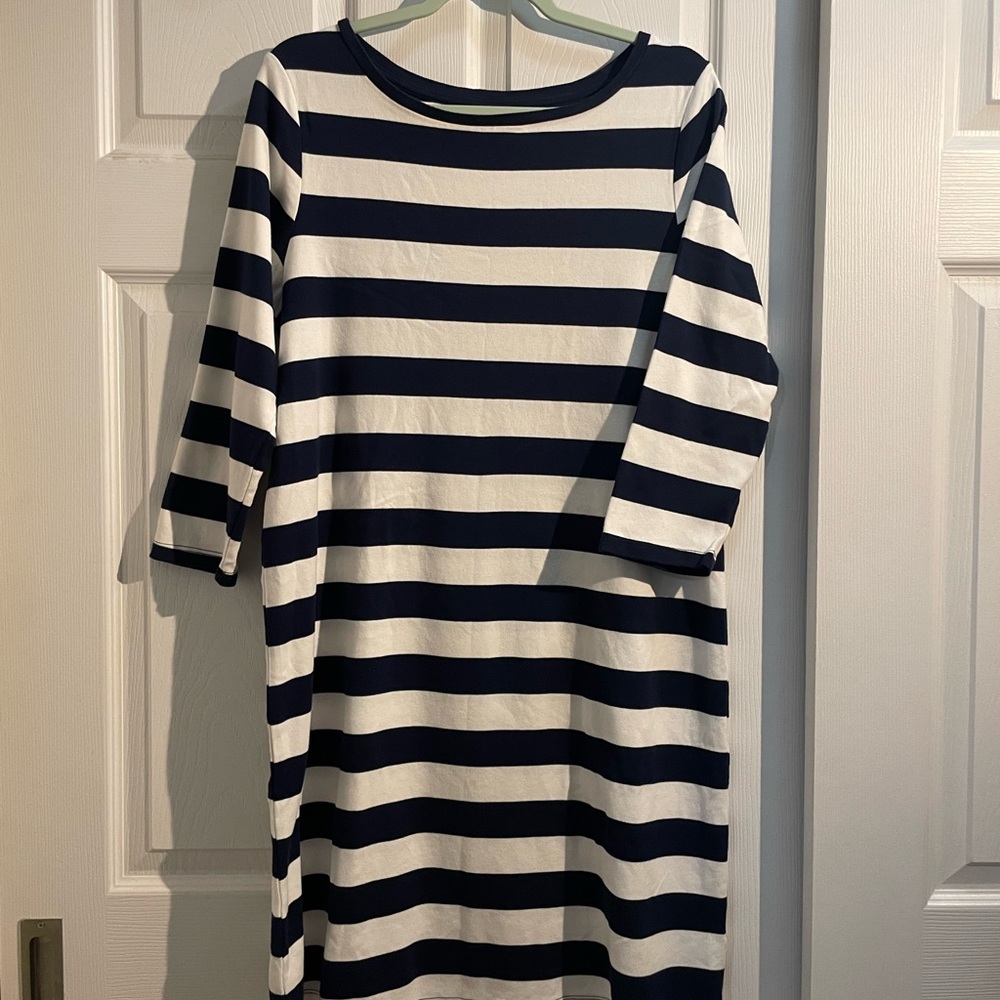 Isaac Mizrahi Navy and White Striped Dress